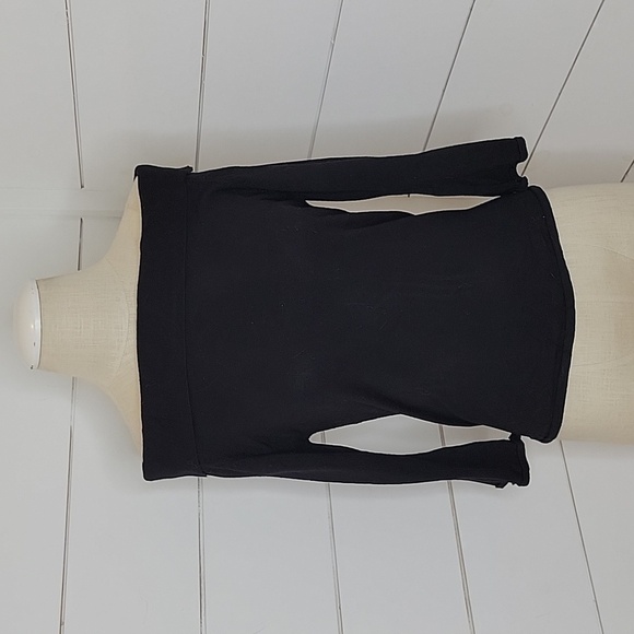 RUE 21 large black off shoulder sweater with metal adornments up sleeves - Picture 1 of 5